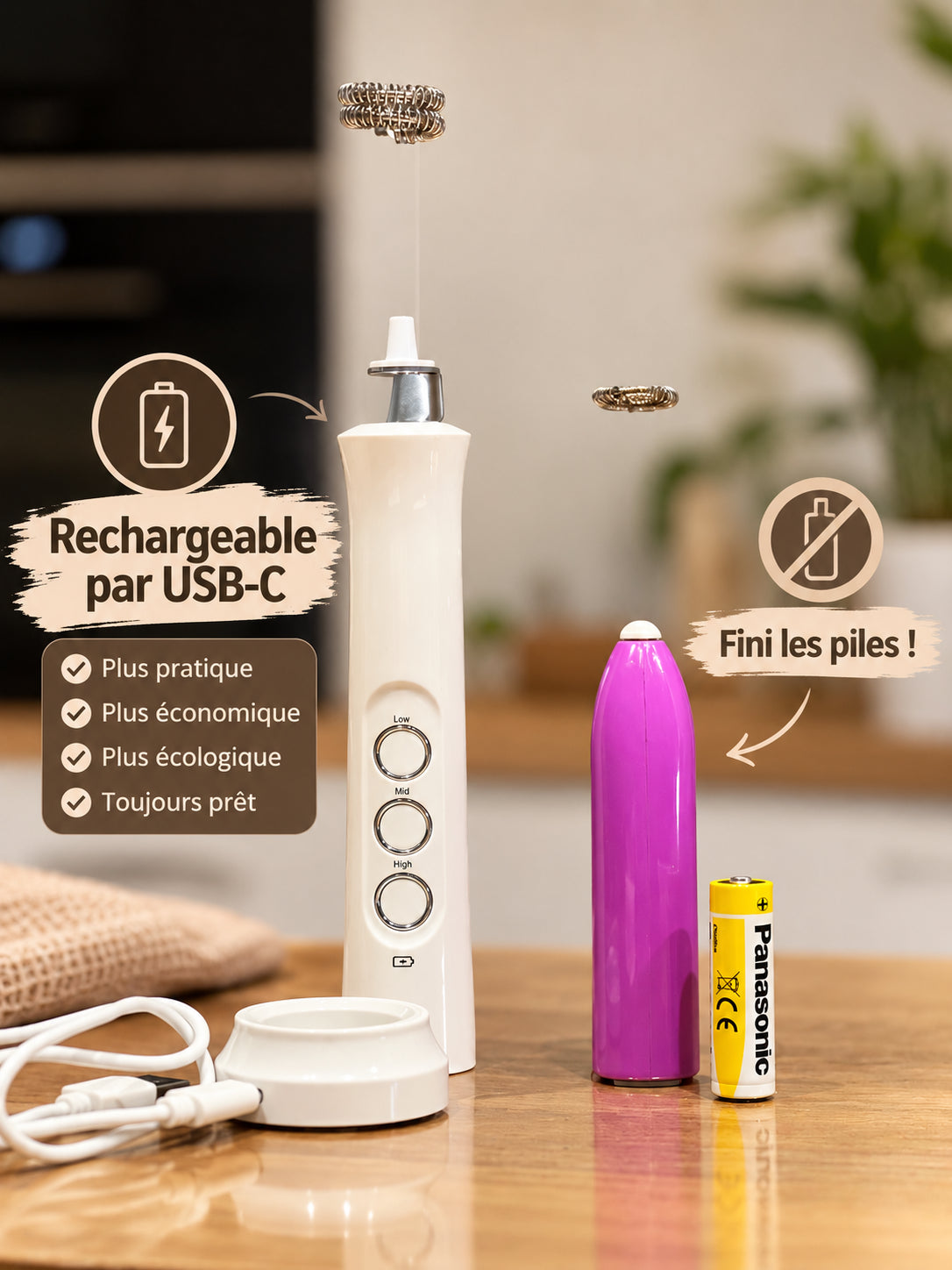 Mousseur Magique — Mousseur à lait électrique portable rechargeable USB